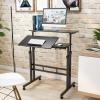 DlandHome Computer Desk, Adjustable Rolling Desk Standing Desk, 31.5L x 23.6W x 26.4-45.3H inch, Black view 4
