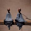 2 PCS Hand Made Small Monk Sculpture Statue Ceramic Home Decoration Office Decorations Crafts Decor Lounge Decoration Craft Chinese Style Gift view 1
