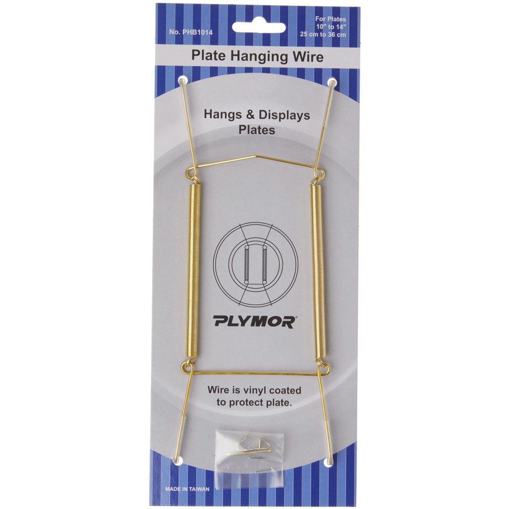 Plymor Shiny Gold Finish Wall Mountable Plate Hanger, 8" H x 3" W x 0.5" D (for Plates 10" - 14"), Pack of 3