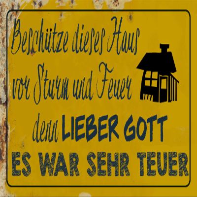 Schatzmix Blechschild Spruch Beschtze Dieses Haus VOR Sturm u. Feuer 20x30 Deko Tin-Plate Sign, 20x30 cm, Multicoloured