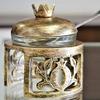 A&M Judaica & Gifts 59313 Nua Honey Dish Pomegranate Shape Stainless Steel Brushed Gold on Stand with Spoon view 1