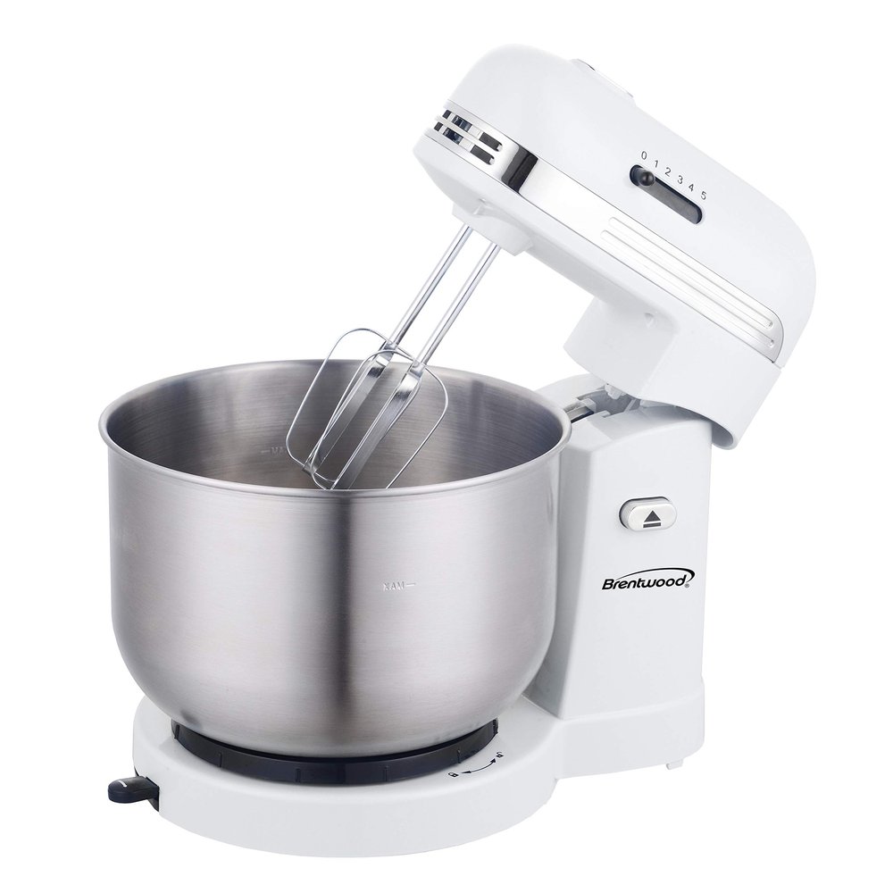 5-Speed Stand Mixer with 3 quart Stainless Steel Mixing Bowl (White)