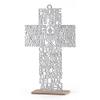 12 Glitter Cross Lady Guadalupe Jesus Guardian JHS Cup Virgin Mary Angel Wood with Stand Laser Cutout Baptism Centerpiece First Communion Quinceaera Party Favors Decor Christening (JHS Silver) view 1
