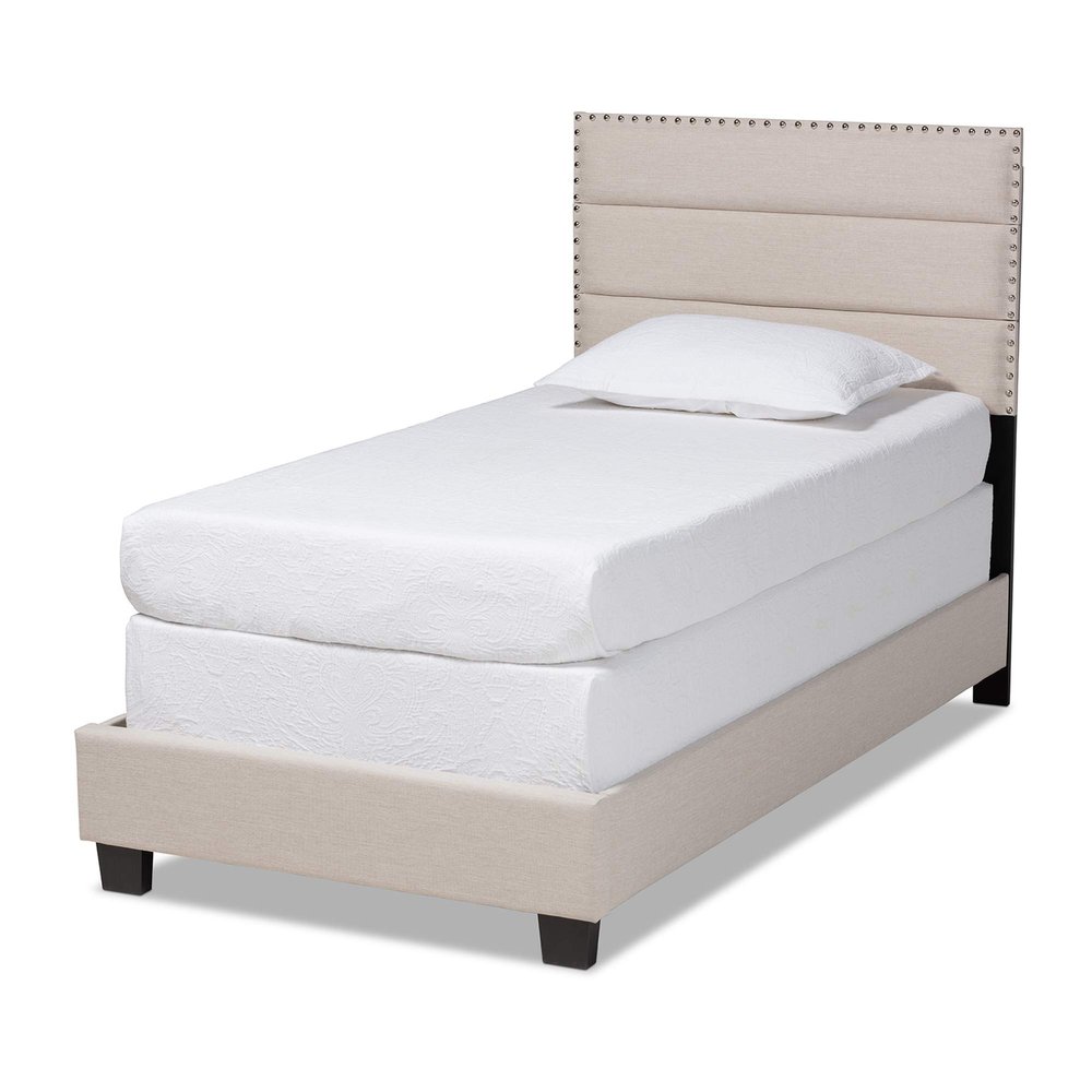 Baxton Studio Beds (Box Spring Required), Single, Beige/Black