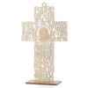 12 Glitter Cross Lady Guadalupe Jesus Guardian JHS Cup Virgin Mary Angel Wood with Stand Laser Cutout Baptism Centerpiece First Communion Quinceaera Party Favors Decor Christening (Lady Plain) view 1