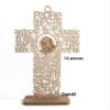 12 Glitter Cross Lady Guadalupe Jesus Guardian JHS Cup Virgin Mary Angel Wood with Stand Laser Cutout Baptism Centerpiece First Communion Quinceaera Party Favors Decor Christening (Lady Plain) view 2
