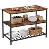 VASAGLE Kitchen Island with 3 Shelves, 47.2 Inches Width Kitchen Shelf with Large Worktop, Stable Steel Structure, Industrial, Easy to Assemble, Rustic Brown and Black UKKI01BX view 1