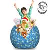 Ambesonne Yellow Submarine Storage Toy Bag Chair, Kids Sharks Whales and Fishes with Submarine Pattern Cartoon, Stuffed Animal Organizer Washable Bag, Large Size, Yellow Blue view 3
