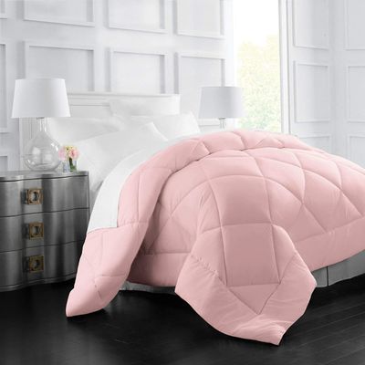 H&H Decor Hotel Quality 100% Egyptian Cotton 1 Pcs Comforter 300 GSM & 3 Pcs Duvet Cover 1000 Thread Count Pattern Solid (US Super King Pink,Solid)