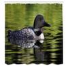 Ambesonne Loon Shower Curtain, Waterbird Swimming in a Lake in Spring Outdoor Scene, Cloth Fabric Bathroom Decor Set with Hooks, 69" W x 84" L, Green Dark Grey view 2