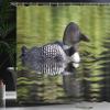 Ambesonne Loon Shower Curtain, Waterbird Swimming in a Lake in Spring Outdoor Scene, Cloth Fabric Bathroom Decor Set with Hooks, 69" W x 84" L, Green Dark Grey view 3