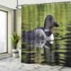Ambesonne Loon Shower Curtain, Waterbird Swimming in a Lake in Spring Outdoor Scene, Cloth Fabric Bathroom Decor Set with Hooks, 69" W x 84" L, Green Dark Grey view 4