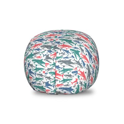 Ambesonne Shark Storage Toy Bag Chair, Colorful Underwater Fish Pattern Masters Survival Predators Dangerous Nature, Stuffed Animal Organizer Washable Bag, Small Size, White Coral