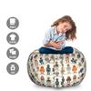 Ambesonne Robot Storage Toy Bag Chair, Various Different Super Robot Set in Cartoon Style Fantasy Futuristic Machine, Stuffed Animal Organizer Washable Bag, Large Size, Dim Cream view 2