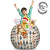 Ambesonne Robot Storage Toy Bag Chair, Various Different Super Robot Set in Cartoon Style Fantasy Futuristic Machine, Stuffed Animal Organizer Washable Bag, Large Size, Dim Cream view 3