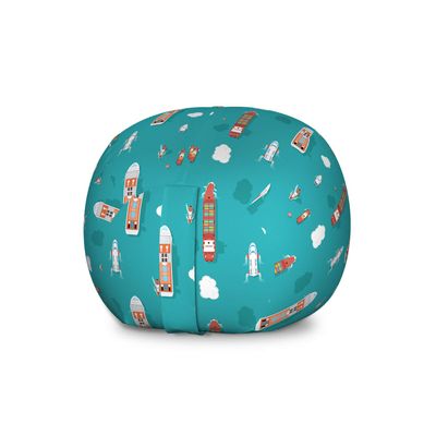 Ambesonne Cruise Ship Storage Toy Bag Chair, Top View Sea Ships Water and Yacht Boat Transport Cruise Travel Illustration, Stuffed Animal Organizer Washable Bag, Large Size, Aqua Teal