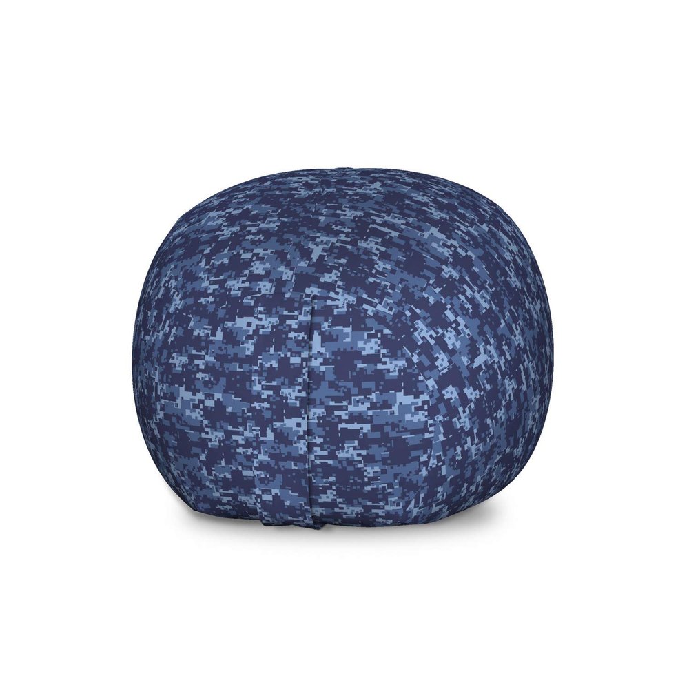 Ambesonne Camo Storage Toy Bag Chair, Retro Composition of Grunge Camouflage Pattern Print in Modern Blue Tones, Stuffed Animal Organizer Washable Bag, Large Size, Dark Blue