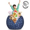 Ambesonne Camo Storage Toy Bag Chair, Retro Composition of Grunge Camouflage Pattern Print in Modern Blue Tones, Stuffed Animal Organizer Washable Bag, Large Size, Dark Blue view 3