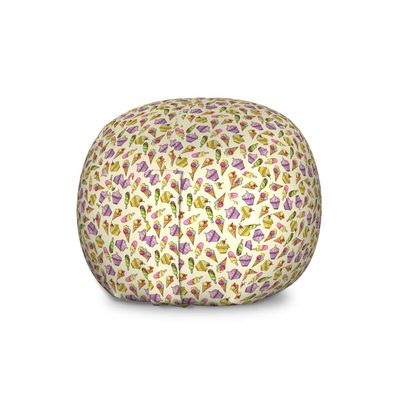Ambesonne Ice Cream Storage Toy Bag Chair, Yummy Cupcakes Chocolate Party with Cherry Cones Fruit Theme, Stuffed Animal Organizer Washable Bag, Large Size, Cream Purple