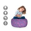 Ambesonne Flamingo Storage Toy Bag Chair, Polka Dotted Purple Background with Pink Exotic Birds Design Minimalist, Stuffed Animal Organizer Washable Bag, Small Size, Pale Blue Violet Pink view 2