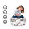 Ambesonne Motorcycle Storage Toy Bag Chair, Realistic Grayscale Illustration of Classic Motorcycles Many Details, Stuffed Animal Organizer Washable Bag, Small Size, Black White view 2
