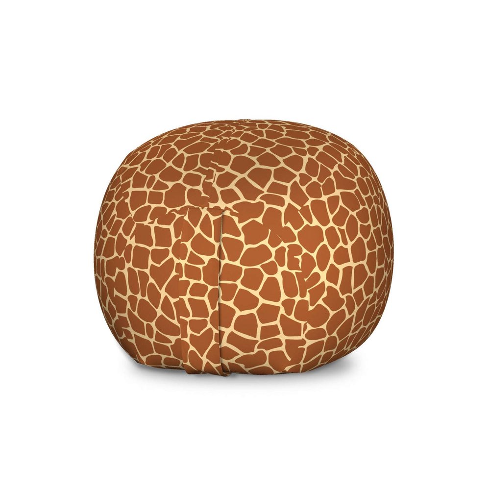 Ambesonne Earth Tones Storage Toy Bag Chair, Giraffe Skin Background Savannah Animal Savannah Inspired Design Print, Stuffed Animal Organizer Washable Bag, Large Size, Cinnamon Beige