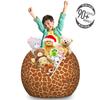 Ambesonne Earth Tones Storage Toy Bag Chair, Giraffe Skin Background Savannah Animal Savannah Inspired Design Print, Stuffed Animal Organizer Washable Bag, Large Size, Cinnamon Beige view 3