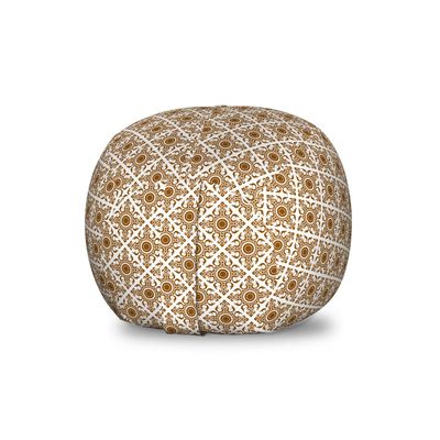 Ambesonne Ethnic Storage Toy Bag Chair, Thai Mosaic Art Culture Abstract Lines Dots Pattern Folk Design, Stuffed Animal Organizer Washable Bag, Small Size, Redwood White