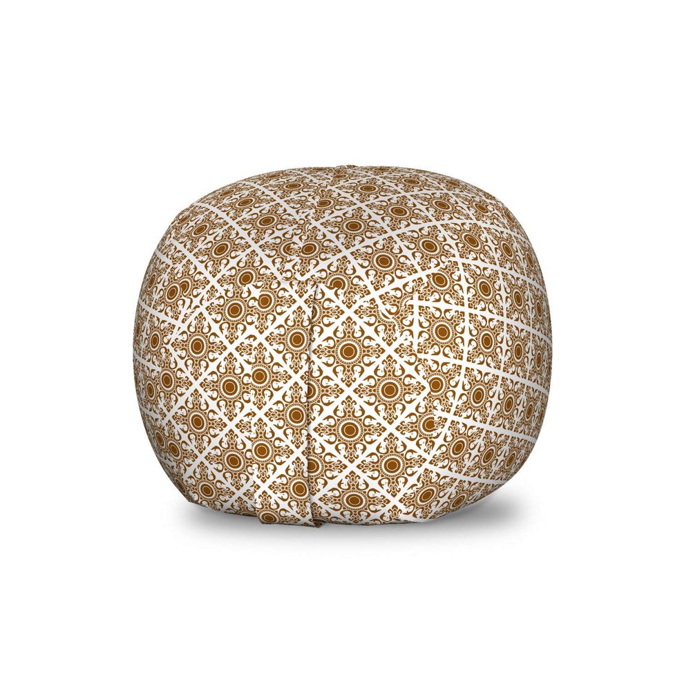 Ambesonne Ethnic Storage Toy Bag Chair, Thai Mosaic Art Culture Abstract Lines Dots Pattern Folk Design, Stuffed Animal Organizer Washable Bag, Small Size, Redwood White