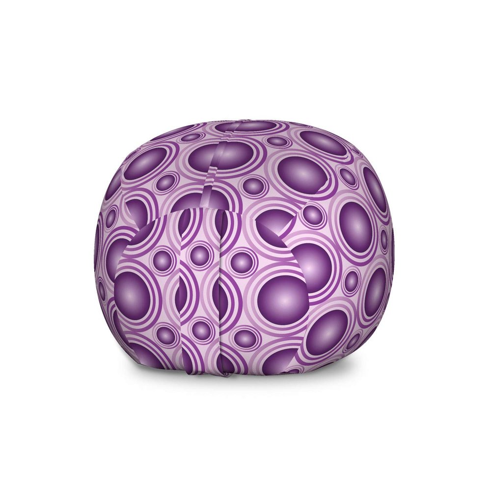 Ambesonne Mauve Storage Toy Bag Chair, Gradient and Geometric Circular Pattern with Inner Lines and Ring Balls Digital Graphic, Stuffed Animal Organizer Washable Bag, Large Size, Purple