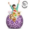 Ambesonne Mauve Storage Toy Bag Chair, Gradient and Geometric Circular Pattern with Inner Lines and Ring Balls Digital Graphic, Stuffed Animal Organizer Washable Bag, Large Size, Purple view 3