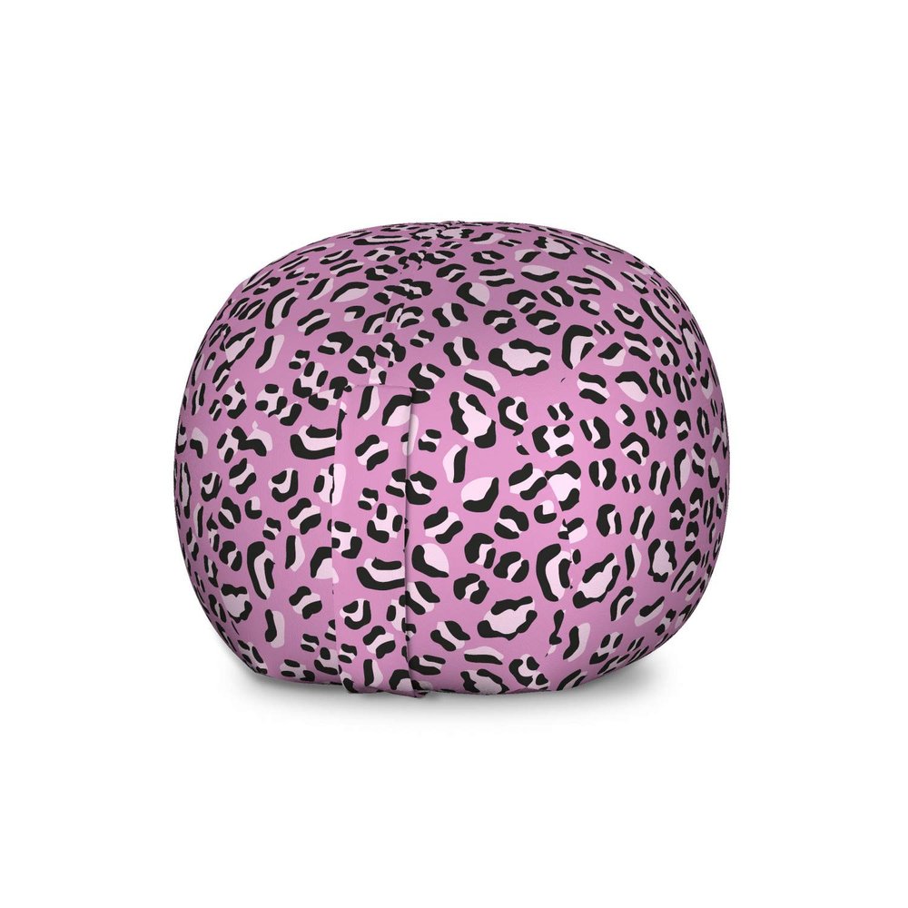 Ambesonne Leopard Storage Toy Bag Chair, Group of Skin Print Background Feminine Graphic, Stuffed Animal Organizer Washable Bag, Large Size, Grey Pink