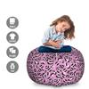 Ambesonne Leopard Storage Toy Bag Chair, Group of Skin Print Background Feminine Graphic, Stuffed Animal Organizer Washable Bag, Large Size, Grey Pink view 2