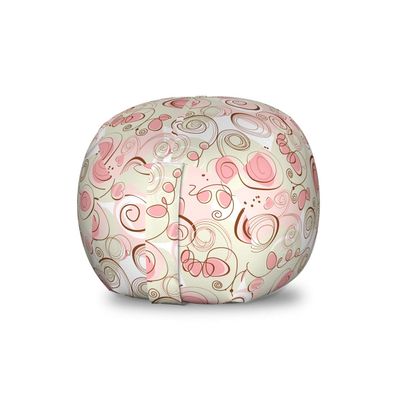 Ambesonne Love Storage Toy Bag Chair, Romantic Pastel Colored Scribble Random Shapes Hearts Springtime Floral, Stuffed Animal Organizer Washable Bag, Small Size, Pale Green Blush Brown