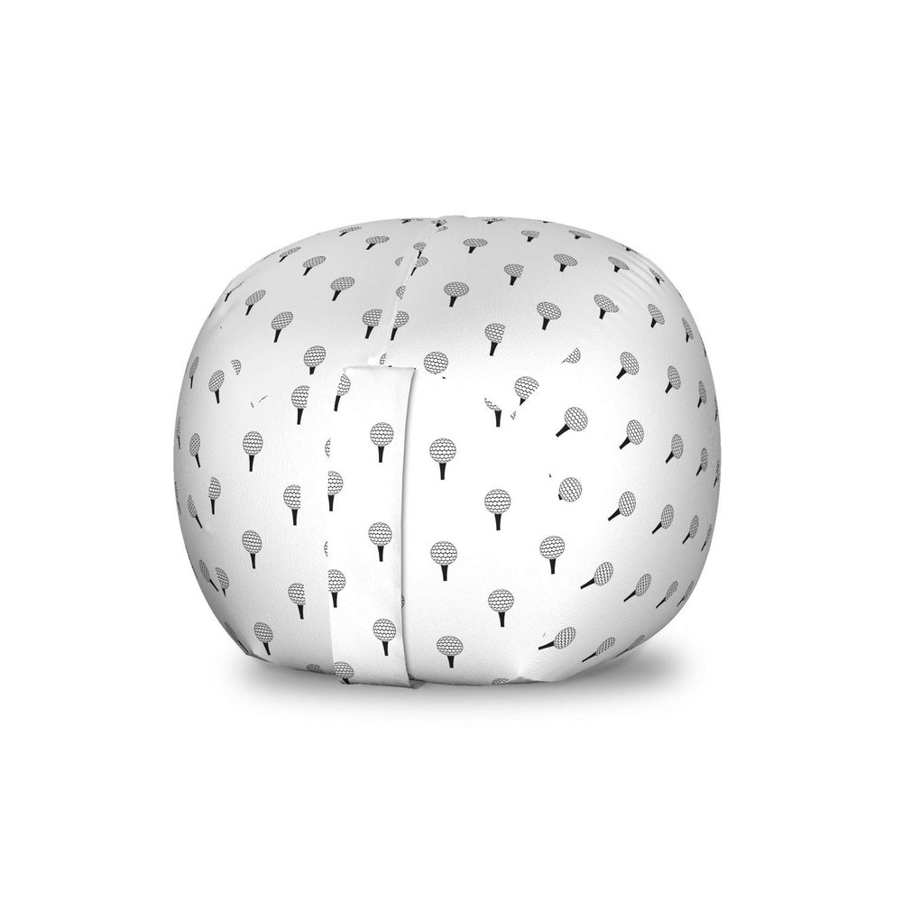 Ambesonne Golf Storage Toy Bag Chair, Ball Ready Pattern Modern Game Hobby Player Entertainment Illustration, Stuffed Animal Organizer Washable Bag, Small Size, Charcoal Grey