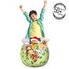 Ambesonne Irish Storage Toy Bag Chair, Retro Classical Checkered Pattern with Green Shamrocks Clovers Garden Plants, Stuffed Animal Organizer Washable Bag, Small Size, Yellow Green view 3
