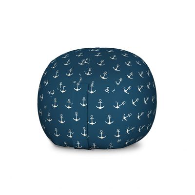Ambesonne Anchor Storage Toy Bag Chair, Nautical Pattern Classic Colors and Anchors Simplistic Design Sailor Ship Print, Stuffed Animal Organizer Washable Bag, Large Size, White Blue