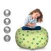 Ambesonne Irish Storage Toy Bag Chair, Retro Classical Checkered Pattern with Green Shamrocks Clovers Garden Plants, Stuffed Animal Organizer Washable Bag, Large Size, Yellow Green view 2