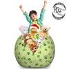 Ambesonne Irish Storage Toy Bag Chair, Retro Classical Checkered Pattern with Green Shamrocks Clovers Garden Plants, Stuffed Animal Organizer Washable Bag, Large Size, Yellow Green view 3