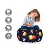 Ambesonne Space Storage Toy Bag Chair, Cartoon Style Cosmos Themed Illustration Sun with Stars Planets and Space Rocket, Stuffed Animal Organizer Washable Bag, Small Size, Midnight Blue view 2