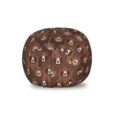 Ambesonne Bear Storage Toy Bag Chair, Forest Animals Concept Flock of Big Angry Bears Bushy Furs, Stuffed Animal Organizer Washable Bag, Small Size, Umber Brown and Cocoa