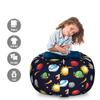 Ambesonne Space Storage Toy Bag Chair, Cartoon Style Cosmos Themed Illustration Sun with Stars Planets and Space Rocket, Stuffed Animal Organizer Washable Bag, Large Size, Midnight Blue view 2