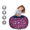 Ambesonne Hippo Storage Toy Bag Chair, Themed Student Animals on Purple Background Ornamented with Maths, Stuffed Animal Organizer Washable Bag, Large Size, Blue Purple view 2