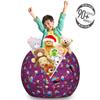 Ambesonne Hippo Storage Toy Bag Chair, Themed Student Animals on Purple Background Ornamented with Maths, Stuffed Animal Organizer Washable Bag, Large Size, Blue Purple view 3