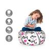 Ambesonne Paris Storage Toy Bag Chair, Eiffel Tower Lipstick Kiss Heart Shape Words Love Touristic Architecture, Stuffed Animal Organizer Washable Bag, Small Size, White Black view 2