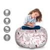 Ambesonne Paris Storage Toy Bag Chair, Valentines Day Theme with Eiffel Kissing Couple Hot Air Balloon Wedding Concept, Stuffed Animal Organizer Washable Bag, Large Size, Pink Rose view 2