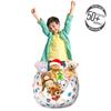 Ambesonne Christmas Storage Toy Bag Chair, Snowflakes Surprise Present Boxes Classical Candy Canes and Noel Baubles, Stuffed Animal Organizer Washable Bag, Small Size, Scarlet Beige view 3