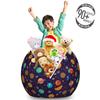 Ambesonne Space Storage Toy Bag Chair, Cheerful Kids Planets as Sun Mercury Venus Earth Jupiter Mars with Alien Spaceships, Stuffed Animal Organizer Washable Bag, Large Size, Purple Yellow view 3