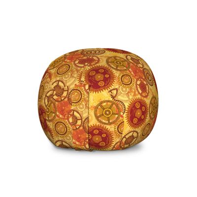 Ambesonne Steampunk Storage Toy Bag Chair, Vintage Pattern with Various Gears of Clockwork on Worn Out Style Background, Stuffed Animal Organizer Washable Bag, Large Size, Vermilion Yellow