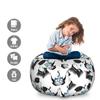 Ambesonne Animal Storage Toy Bag Chair, Hipster Animal Portrait with Shirt Hat Glasses Ornamental Character, Stuffed Animal Organizer Washable Bag, Large Size, Blue Charcoal view 2
